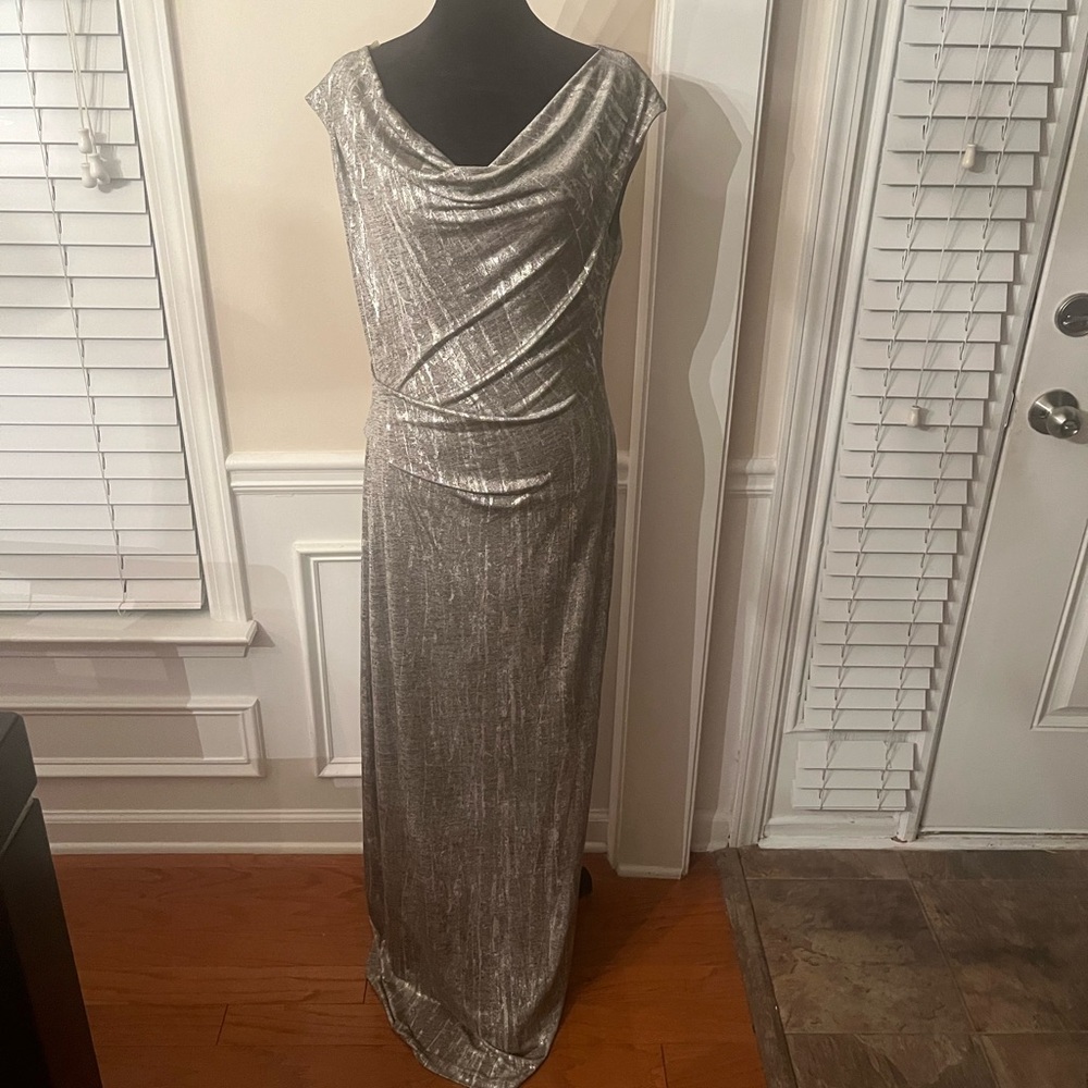Elegant Silver Evening Gown